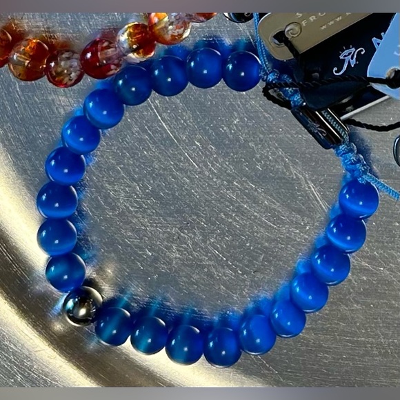๐๐ NOGU Aquamarine Cheshire Glass Bead Bracelet ๐๐ - Picture 4 of 6